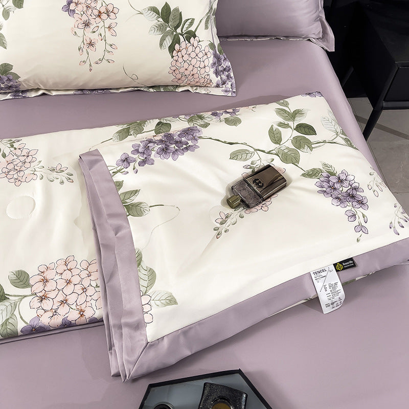 Summer Lightweight Silk Air Conditioning Quilt Set (4pcs)