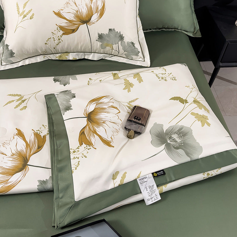 Summer Lightweight Silk Air Conditioning Quilt Set (4pcs)