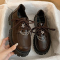 Black Lace-Up Vintage Chunky Heeled Mary Jane Shoes