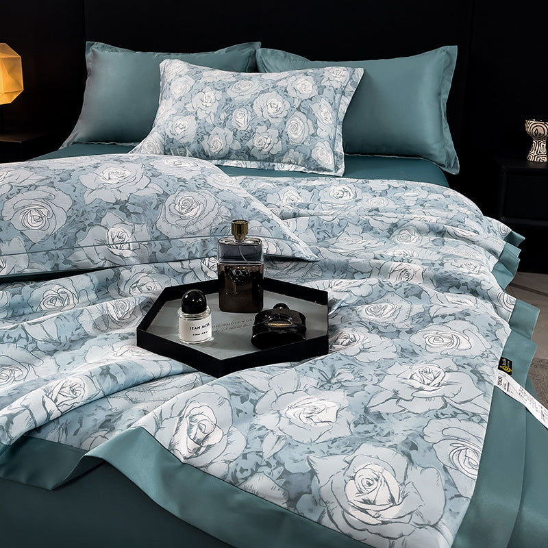 Summer Lightweight Silk Air Conditioning Quilt Set (4pcs)