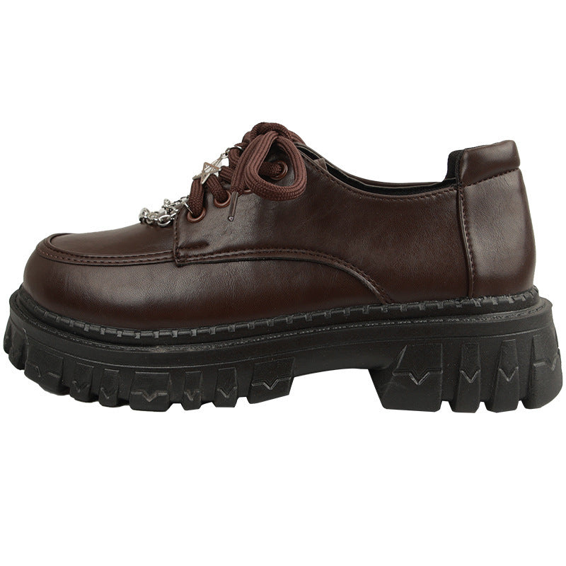 Black Lace-Up Vintage Chunky Heeled Mary Jane Shoes