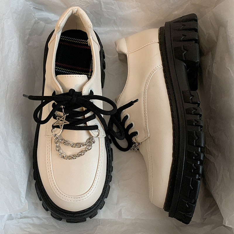 Black Lace-Up Vintage Chunky Heeled Mary Jane Shoes